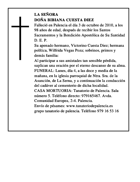 Doña Bibiana Cuesta Diez