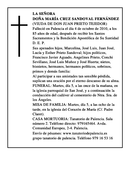 Doña María Cruz Sandoval Fernández