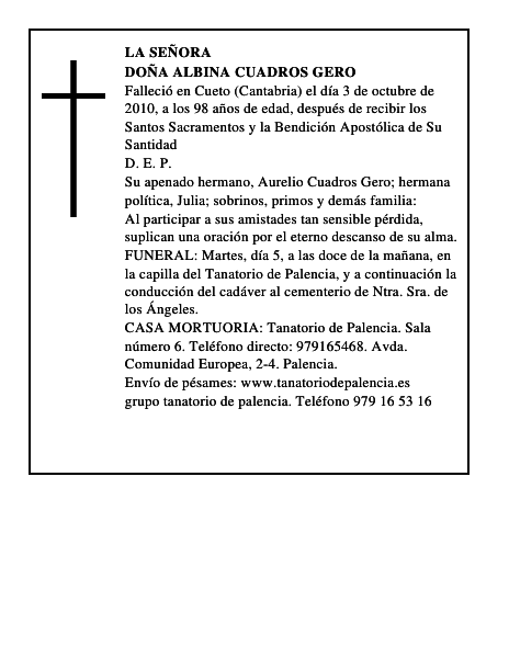 Doña Albina Cuadros Gero