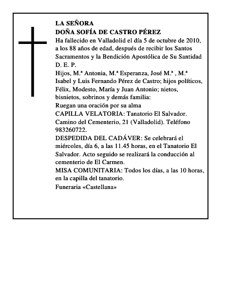 Doña Sofía de Castro Pérez