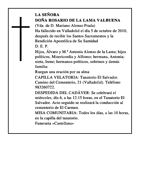 Doña Rosario de la Lama Valbuena