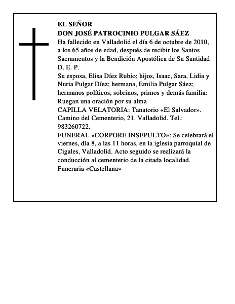 Don José Patrocinio Pulgar Sáez