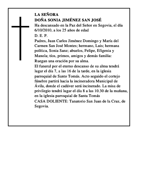 Doña Sonia Jiménez San José