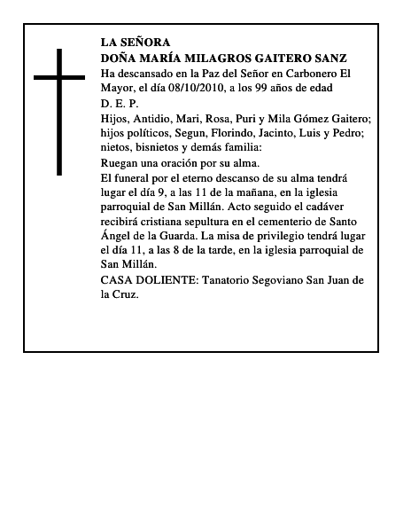 Doña María Milagros Gaitero Sanz