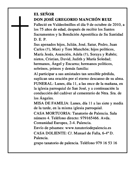 Don José Gregorio Manchón Ruiz
