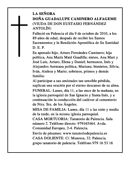 Doña Guadalupe Caminero Alfageme