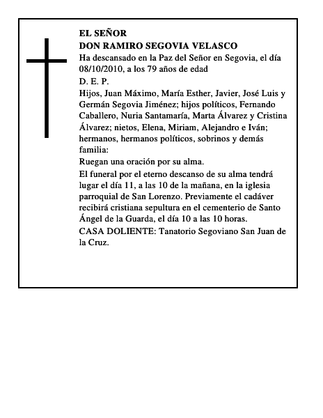 Don Ramiro Segovia Velasco