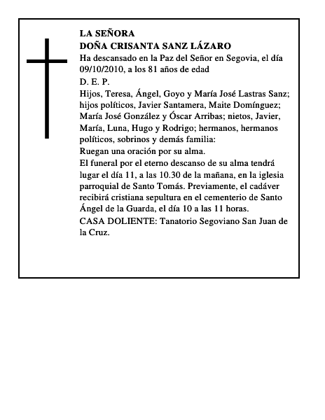 Doña Crisanta Sanz Lázaro