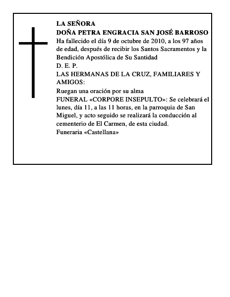 Doña Petra Engracia San José Barroso