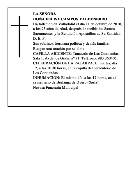 Doña Felisa Campos Valdenebro
