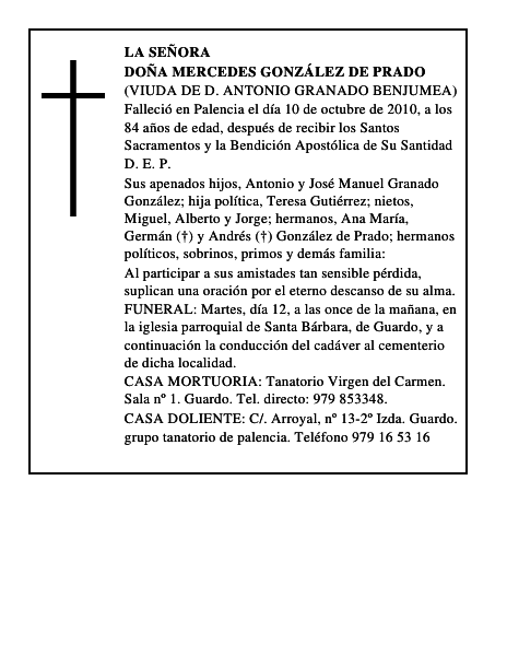 Doña Mercedes González de Prado