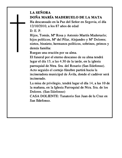 Doña María Maderuelo de la Mata