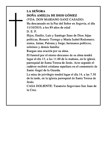 Doña Amelia de Dios Gómez