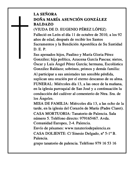 Doña María Asunción González Baldazo