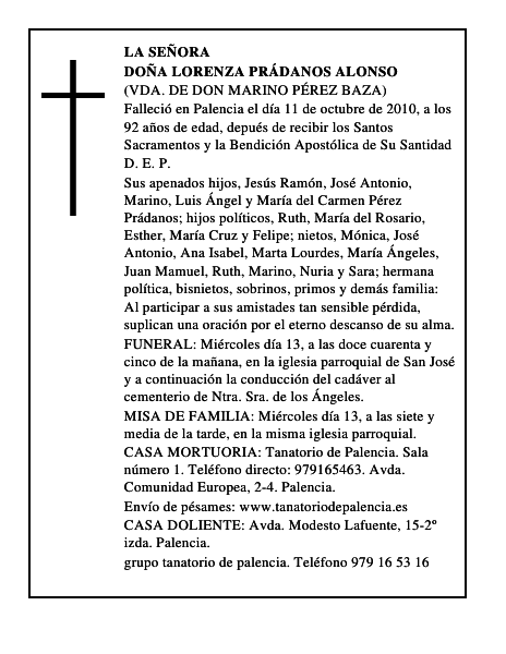 Doña Lorenza Prádanos Alonso