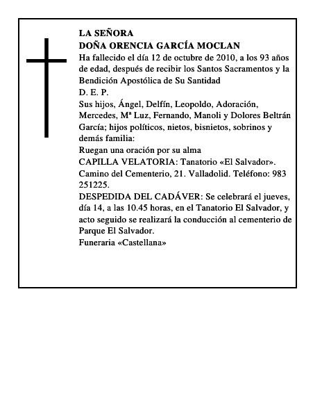 Doña Orencia García Moclan