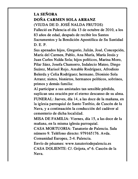 Doña Carmen Sola Arranz