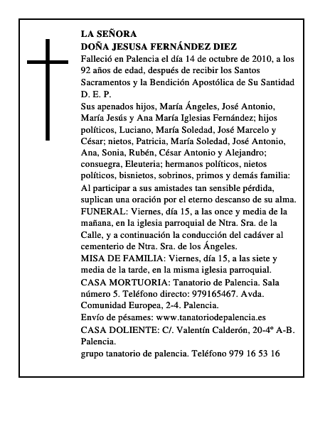 Doña Jesusa Fernández Diez