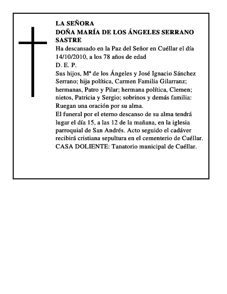 Doña María de los Ángeles Serrano Sastre