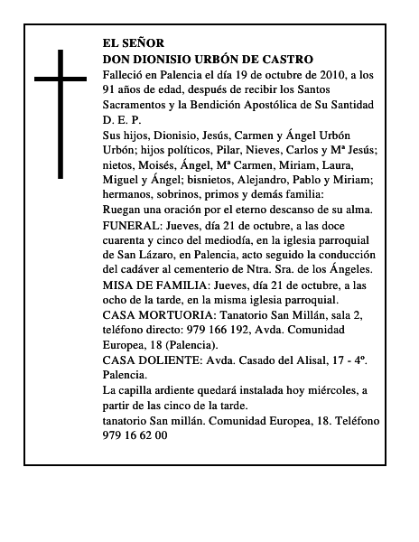 Don Dionisio Urbón de Castro
