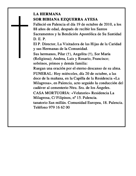 Sor Bibiana Ezquerra Ayesa