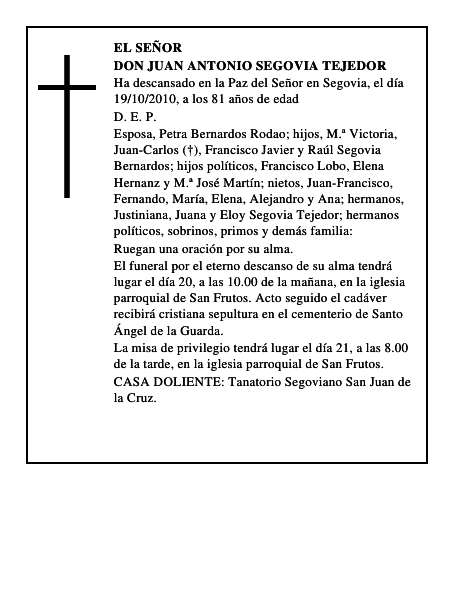 Don Juan Antonio Segovia Tejedor