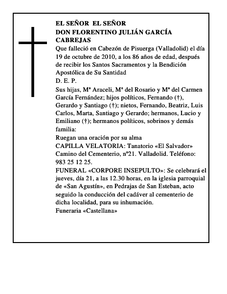 Don Florentino Julián García Cabrejas