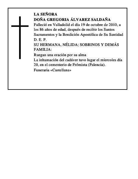 Doña Gregoria Álvarez Saldaña