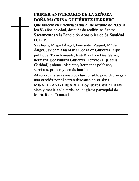 Doña Macrina Gutiérrez Herrero