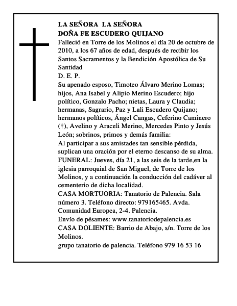 Doña Fe Escudero Quijano