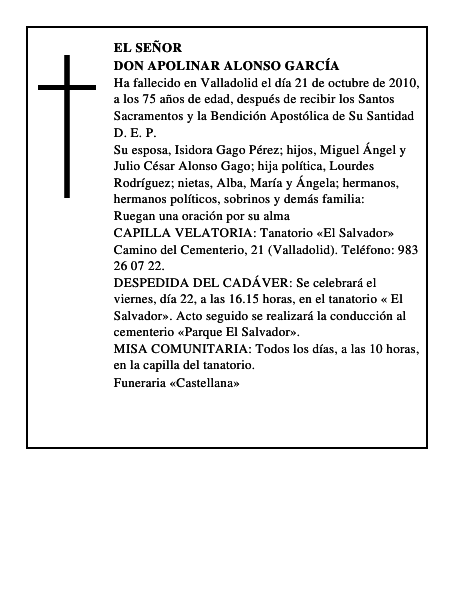 Don Apolinar Alonso García