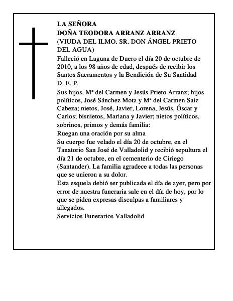 Doña Teodora Arranz Arranz