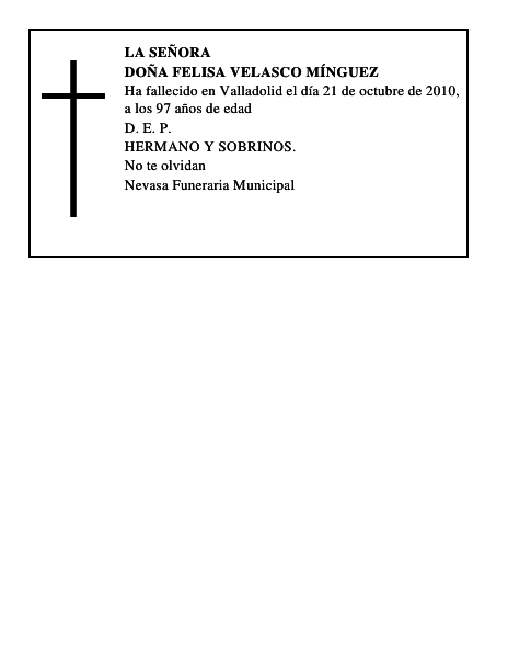 Doña Felisa Velasco Mínguez