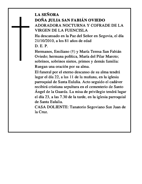 Doña Julia San Fabián Oviedo