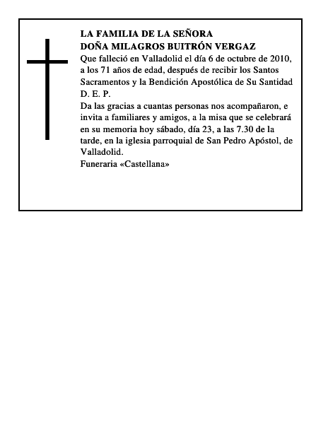 Doña Milagros Buitrón Vergaz