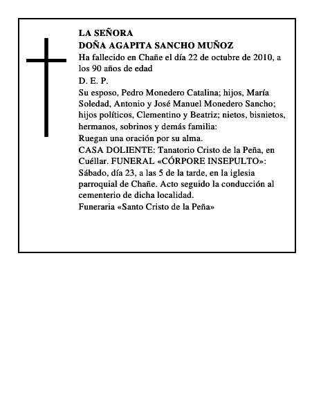 Doña Agapita Sancho Muñoz