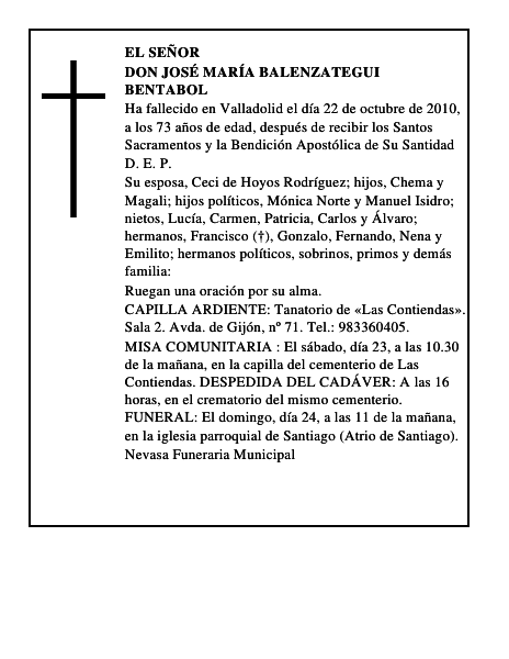 Don José María Balenzategui Bentabol