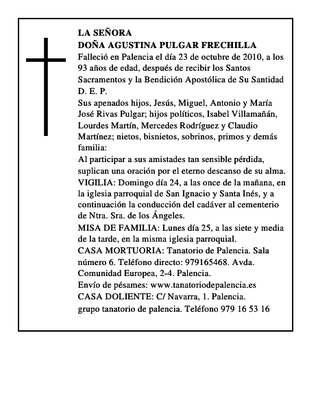 Doña Agustina Pulgar Frechilla
