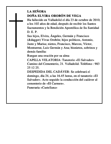 Doña Elvira Orobón de Vega