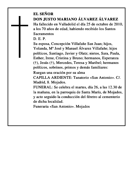Don Justo Mariano Álvarez Álvarez
