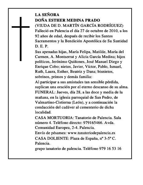 Doña Esther Medina Prado