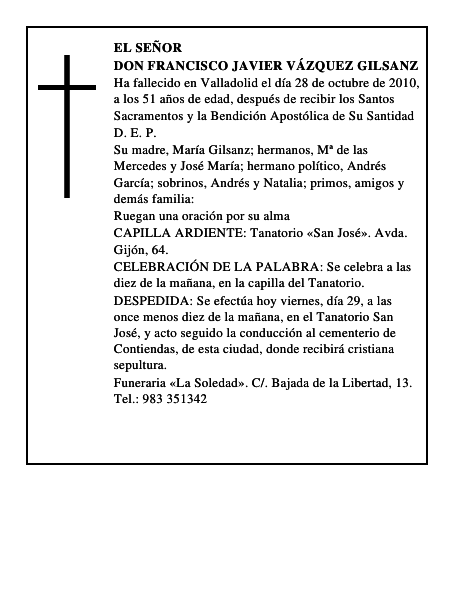Don Francisco Javier Vázquez Gilsanz