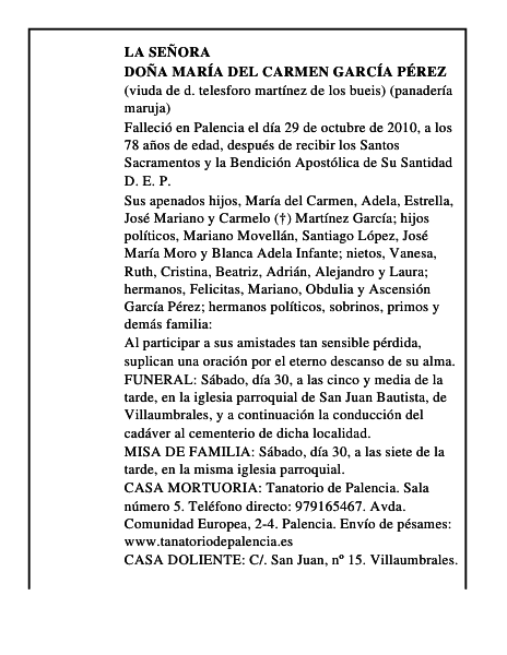 Doña María del Carmen García Pérez