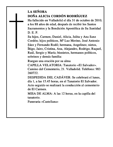 Doña Alicia Cordón Rodríguez