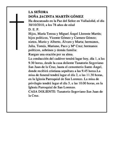 Doña Jacinta Martín Gómez
