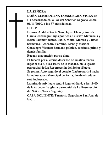 Doña Clementina Consuegra Vicente