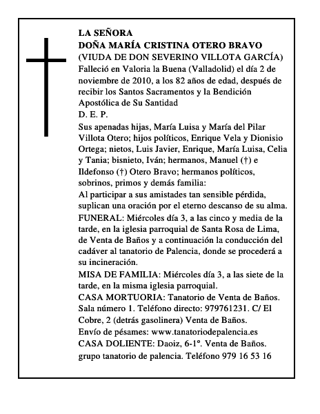 Doña María Cristina Otero Bravo