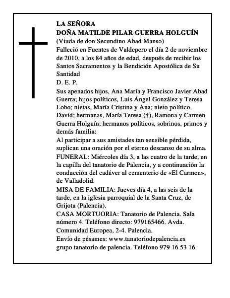 Doña Matilde Pilar Guerra Holguín