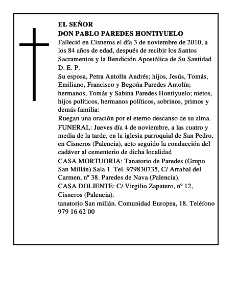 Don Pablo Paredes Hontiyuelo