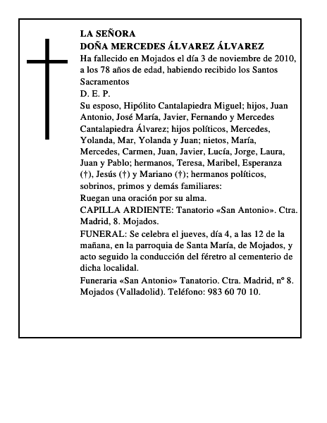 Doña Mercedes Álvarez Álvarez